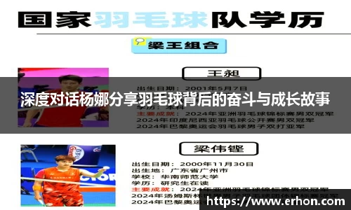 深度对话杨娜分享羽毛球背后的奋斗与成长故事